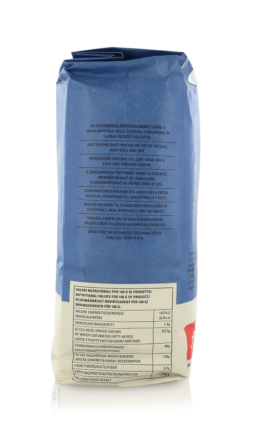 Molino Pasini Soft Wheat Flour Type "0" Ideal for Pizza and Focaccia with Yeast, Wheat from EU, 1 Kg / 2.20 Lb