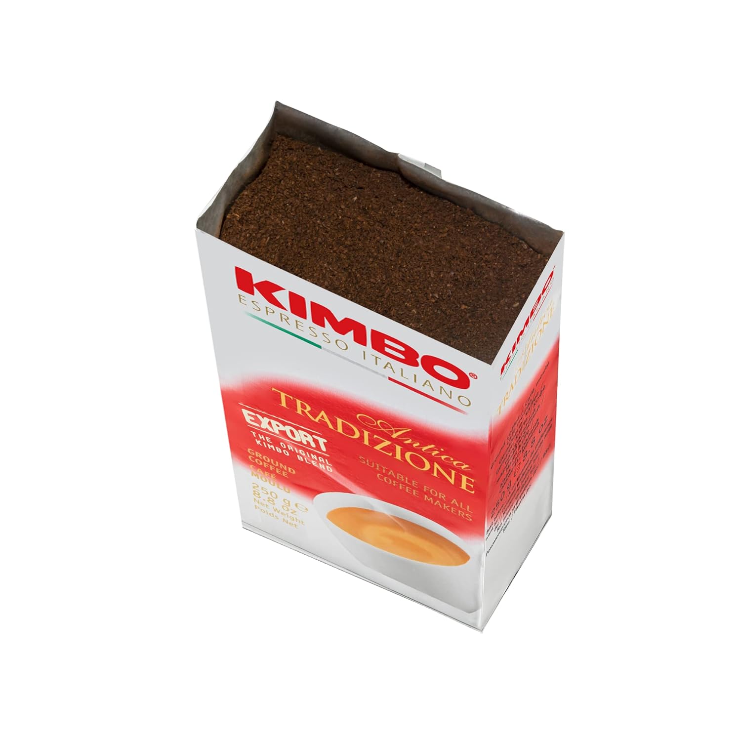 Kimbo Antica Tradizione Ground Coffee - Blended and Roasted in Italy - Extra Dark Roast with a Neapolitan Tradition of Mellow Flavor - 8.8 oz Brick