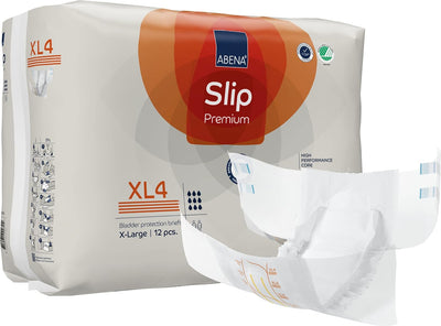 Abena Slip Premium Incontinence Briefs, Level 4, (Small to Extra Large Sizes), Extra Large, 12 Count