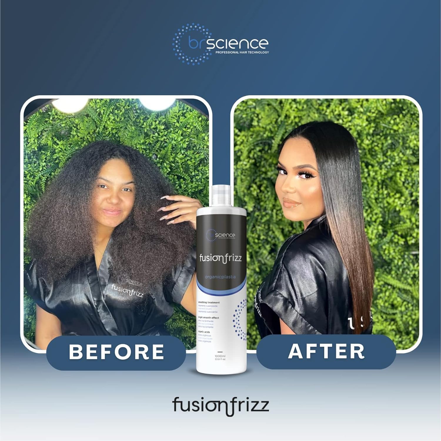 Brscience Fusionfrizz Organic Keratin Treatment - Professional Hair Smoothing & Brightening Solution, 1000ml