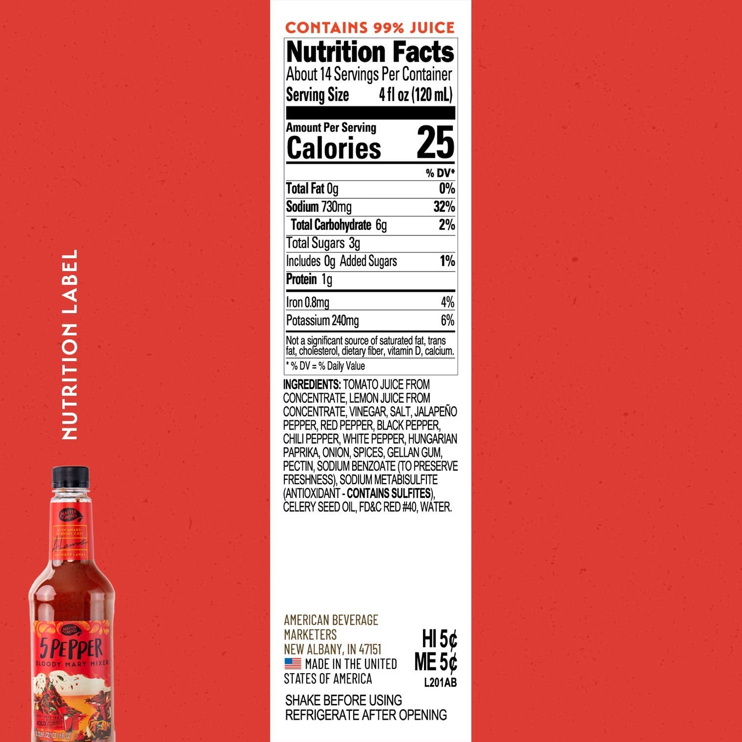 Master of Mixes 5 Pepper Extra Spicy Bloody Mary Drink Mix, Ready To Use, 1.75 Liter Bottle (59.2 Fl Oz),