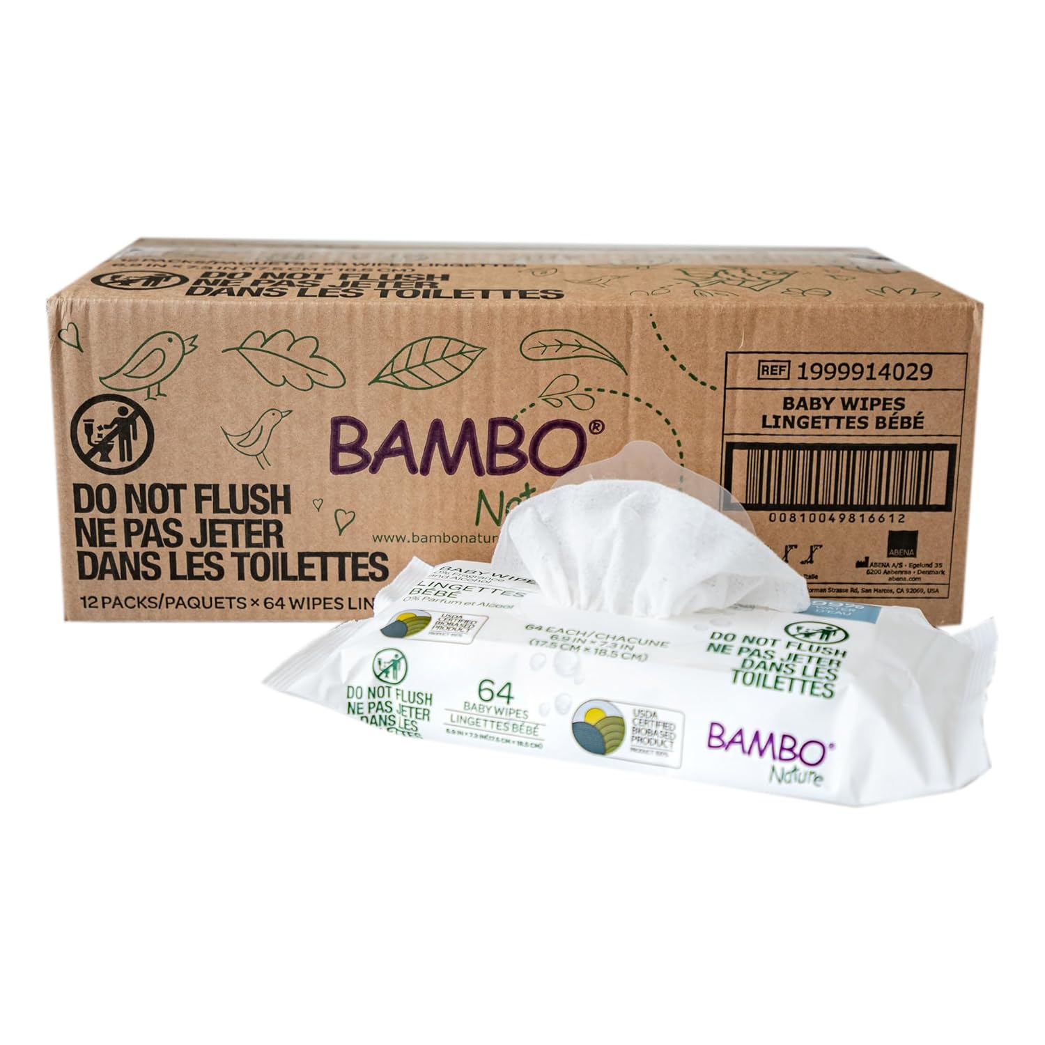 Bambo Nature 99% Biobased Water Wipes 64 Count