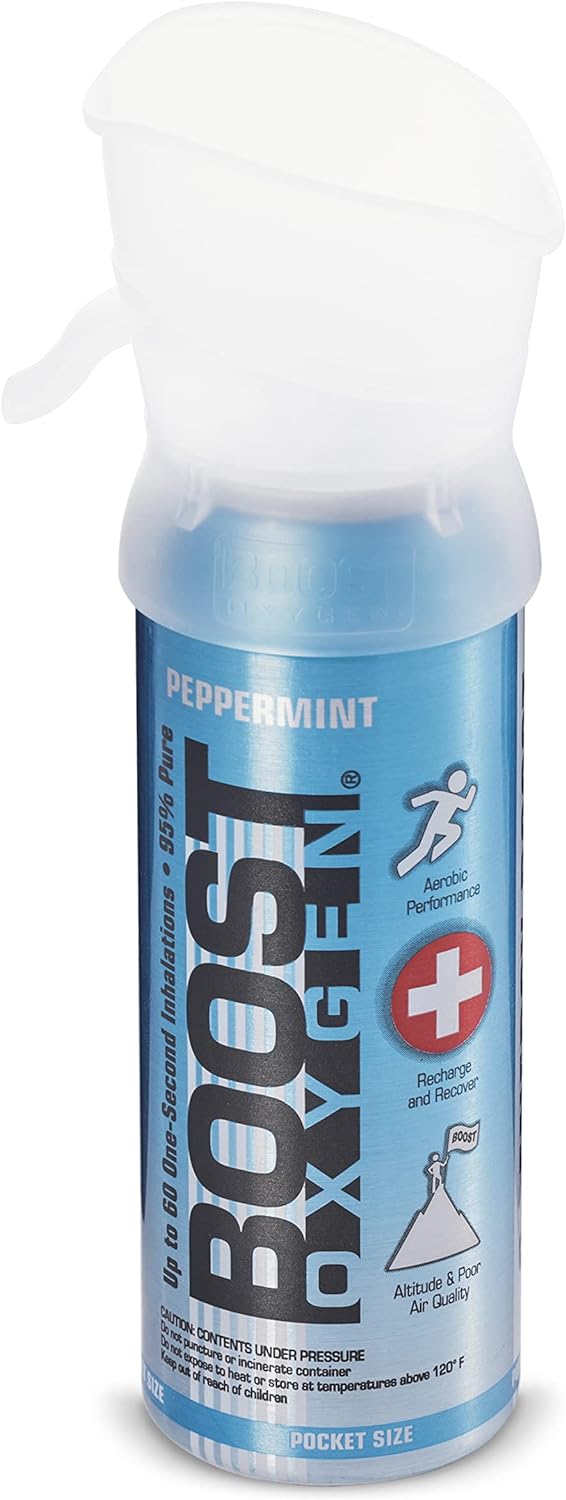 All New 3 Liter Boost Oxygen Supplemental Oxygen to Go | All-Natural Respiratory Support for Health, Wellness, Performance, Recovery and Altitude (Peppermint, 1 Pack)