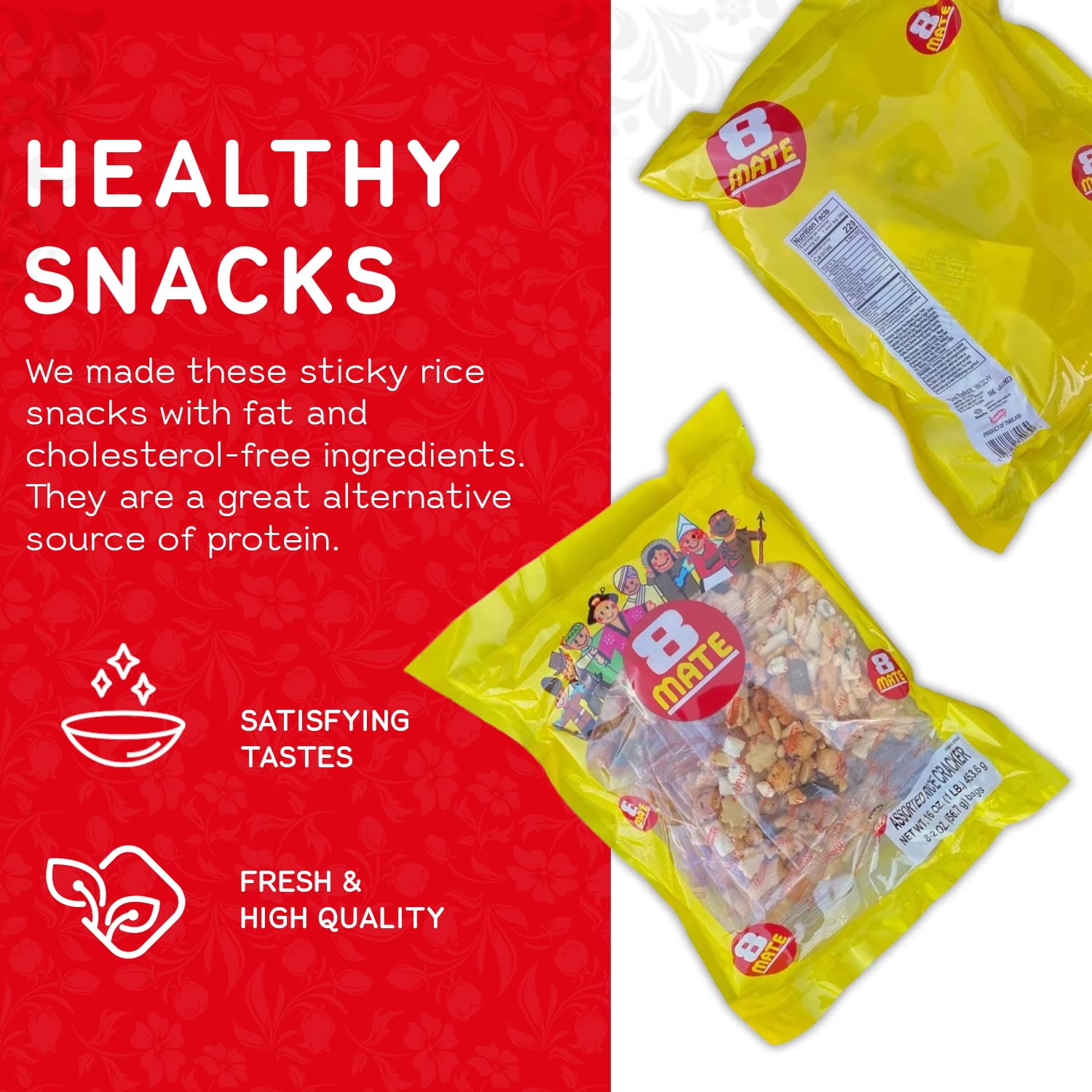 Shirakiku Japanese Style - 8 Mate Premium Arare Assorted Rice Cracker with Green peas | Glutinous Rice, Soy Sauce and Wasabi Green Peas | Asian Snacks, 16 Oz - (Pack of 1)