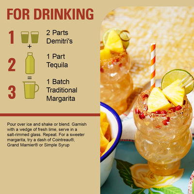 Demitri's Margarita Mix - Concentrated Drink Mixer - No Preservatives, Gluten, Or High Fructose Corn Syrup - Perfect for Home Brunch Parties & Cocktails - 32oz Bottle (Pack of 1)