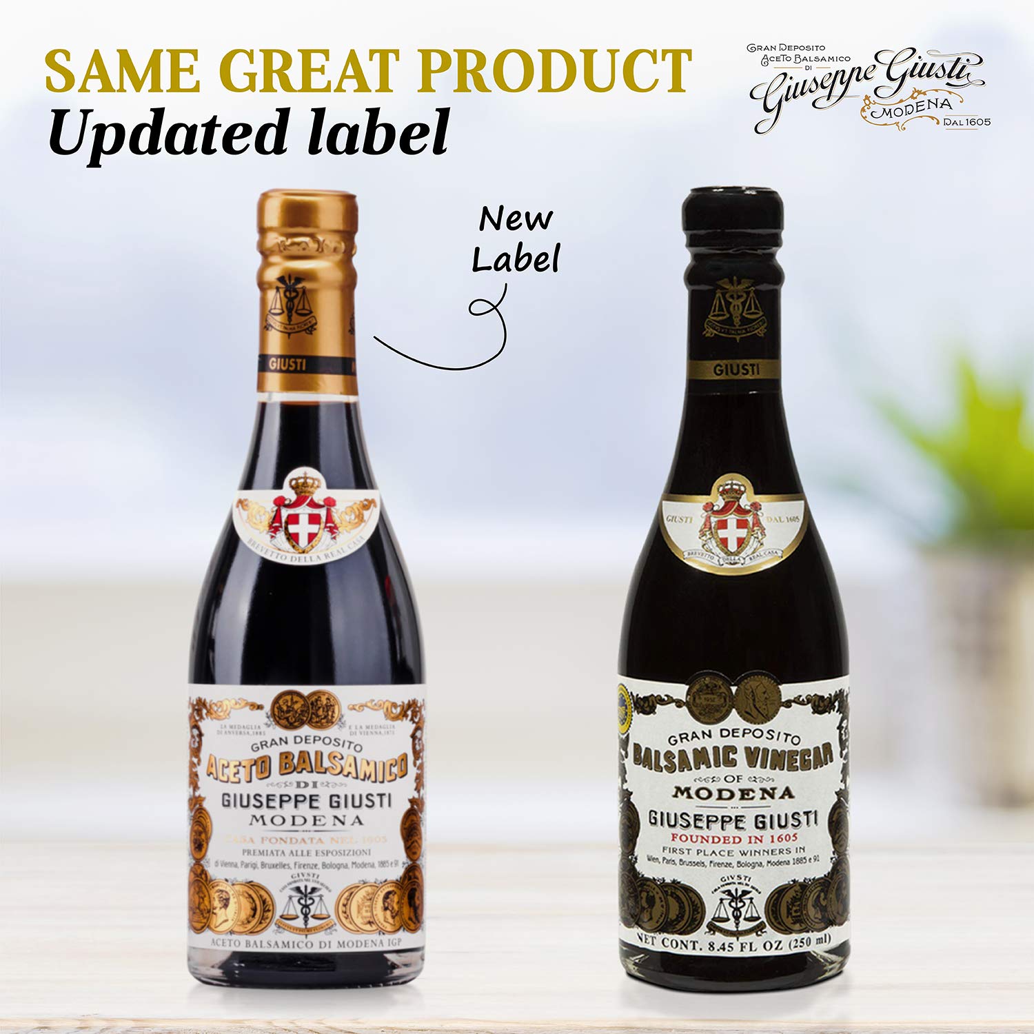 Giuseppe Giusti Aged Balsamic Vinegar of Modena - 2 Gold Medals Aceto Balsamico di Modena - Champagnotta 250ml