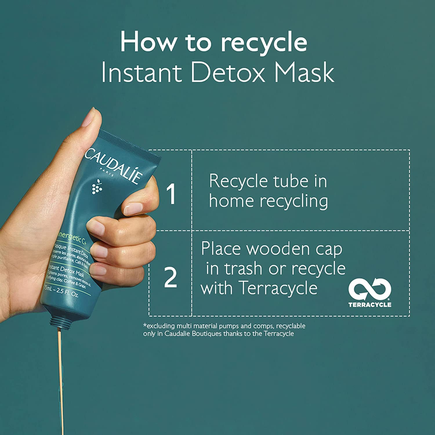 Caudalie Instant Detox Clay Mask - Cleanse and visibly tighten pores in 10 minutes, 2.5 oz.