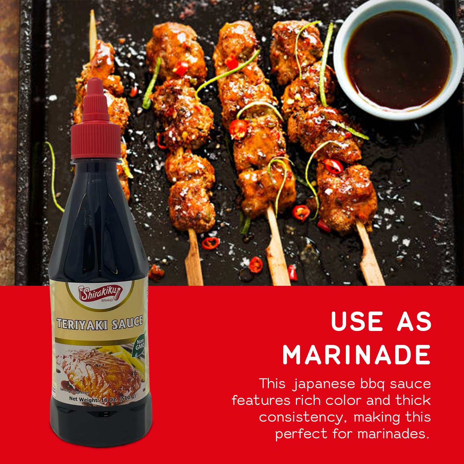 Shirakiku Japanese Teriyaki Sauce | 𝐒𝐰𝐞𝐞𝐭 & 𝐓𝐚𝐧𝐠𝐲 Non-GMO Barbecue Sauce for Stir Fry, Tofu, and Fish | Perfect for Authentic Asian Cuisine, Squeezable bottle - 18 OZ (Pack of 1)