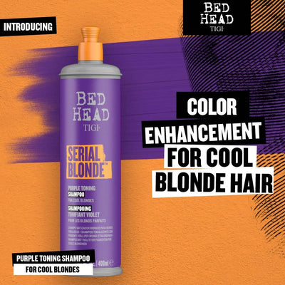 TIGI Bed Head Purple Toning Shampoo for Chemically Treated Hair Serial Blonde Sulfate-Free Shampoo 13.53 fl oz