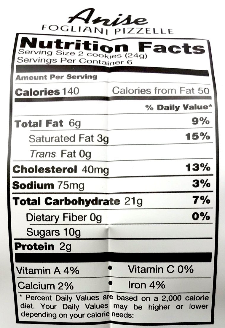 Fogliani Anise Pizzelle Waffle Cookies (Pack of 1)