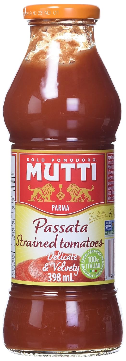 Mutti Tomato Puree (Passata), 14 oz. | 1 Pack | Italy’s #1 Brand of Tomatoes | Fresh Taste for Cooking | Canned Tomatoes | Vegan Friendly & Gluten Free | No Additives or Preservatives