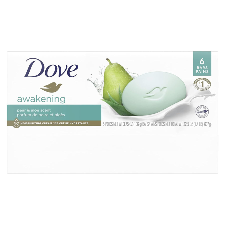 Dove Beauty Bar Gentle Skin Cleanser Moisturizing for Gentle Soft Skin Care Awakening More Moisturizing Than Bar Soap 3. 75 oz 6 Bars