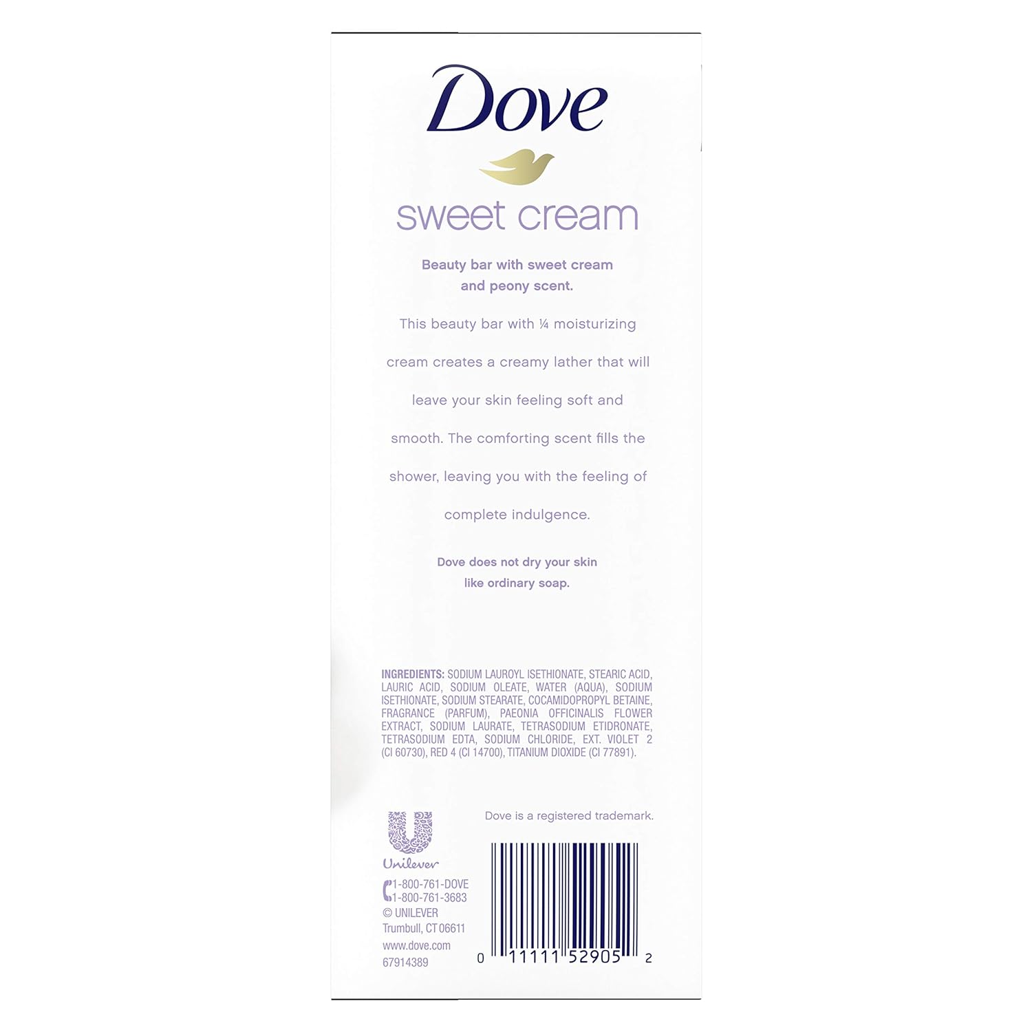 Dove Purely Pampering Beauty Bar for Softer Skin Sweet Cream & Peony More Moisturizing Than Bar Soap 3.75 oz 6 Bars