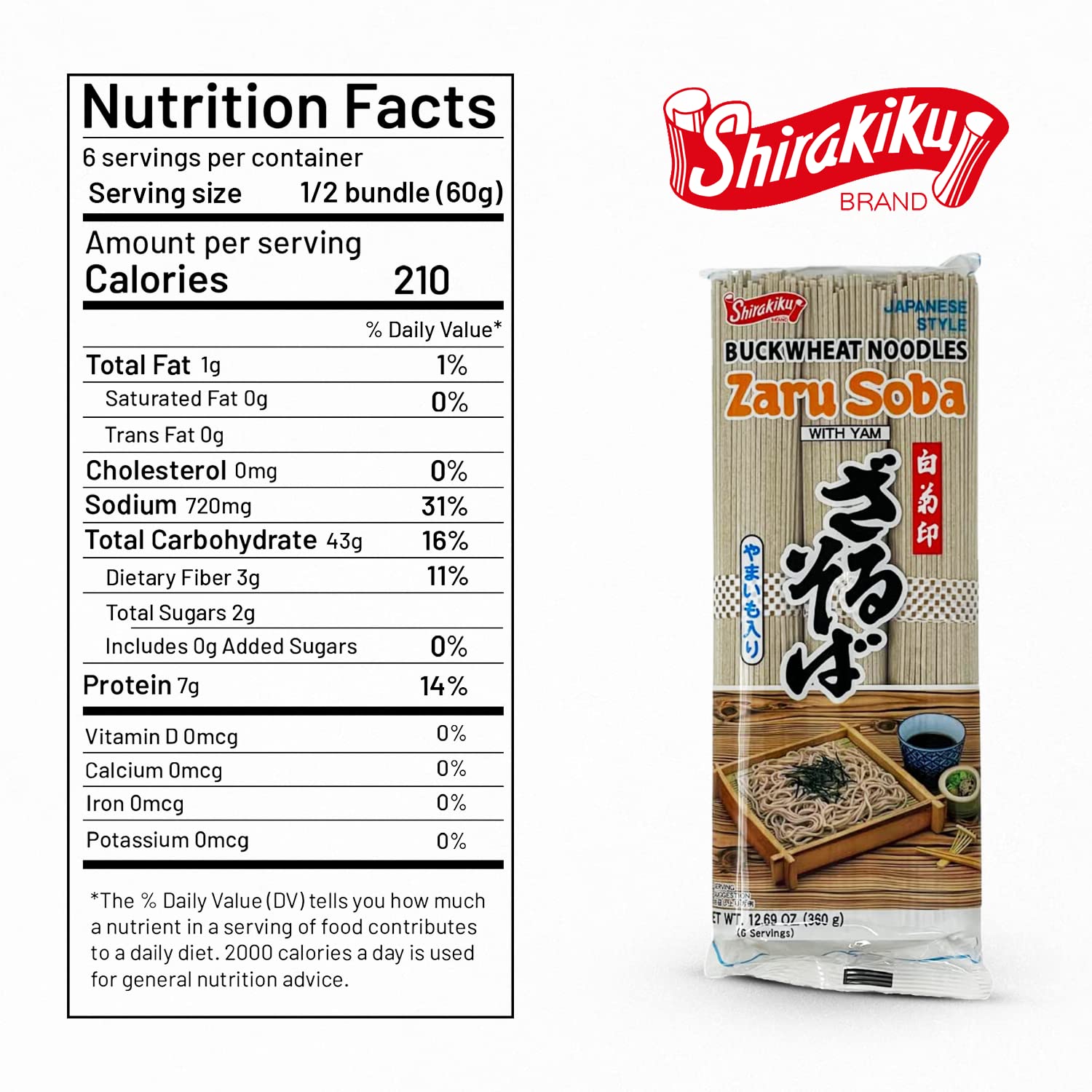 Shirakiku Style Zaru Soba Noodles | Japanese Dried Buckwheat Instant Noodles with Yams Flavor | Contains Wheat flour Easy to Cook Asian Noodles 360g/12.7 Oz (Pack of 1)