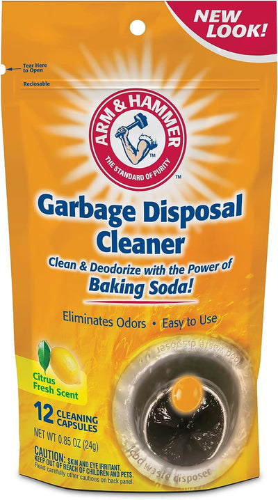 Arm & Hammer 12-Count Sink Garbage Disposal Cleaner, Freshener & Deodorizer Capsules Citrus Scent, with Power of Baking Soda (New Packaging)