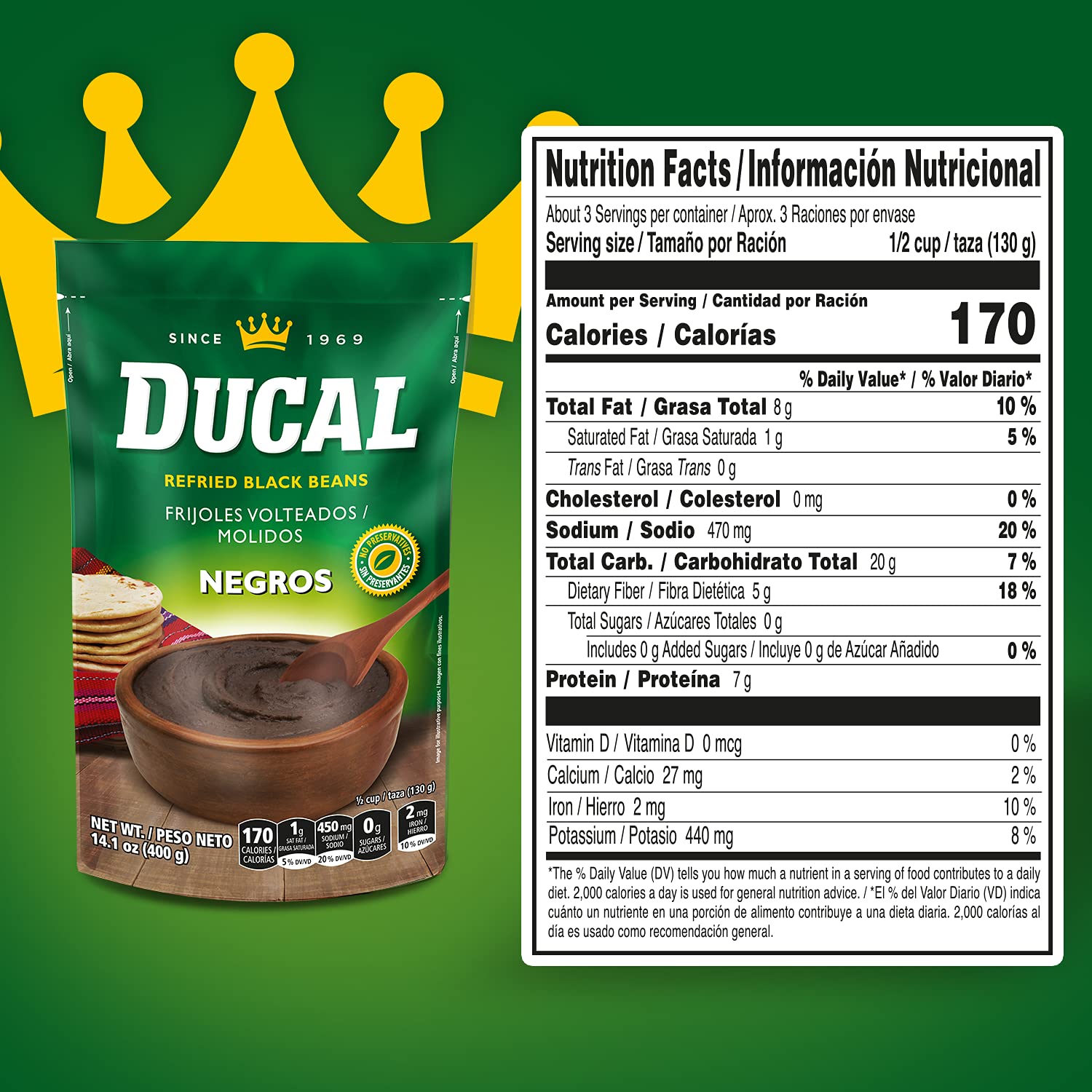 Ducal Refried Black Beans 14.1oz