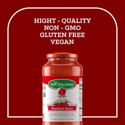 La San Marzano - Marinara Sauce - Pasta Sauce with 100% Italian Tomatoes Made in Italy - Peeled Tomatoes with Fresh and Natural Ingredients Non GMO Tomatoes, Vegan, Gluten Free, Kosher, Mediterranean Diet 24 Ounce Jar