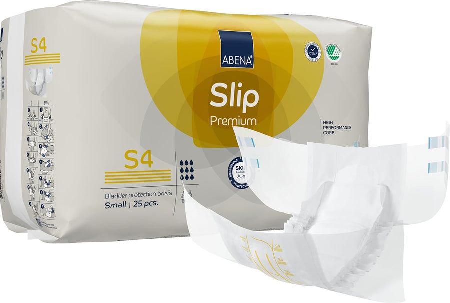 Abena Slip Premium Incontinence Briefs, Level 4, (Small to Extra Large Sizes), Small, 25 Count