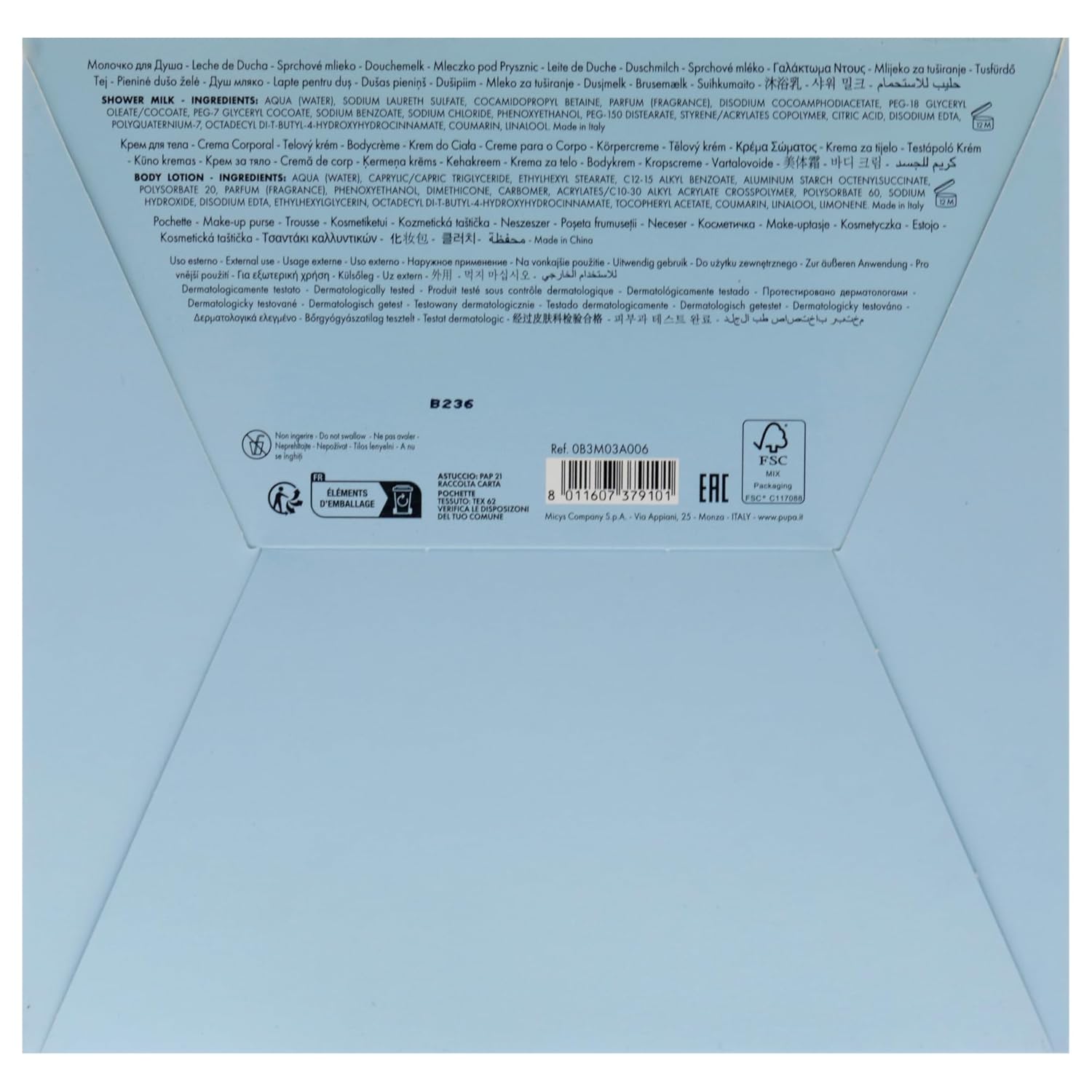 Pupa Milano Breakfast Lovers Set, Oat Milk, 3 Pc - Body Wash and Lotion - Moisturizing Body Lotion - Hydrating Body Wash - Skin Care Gift Set