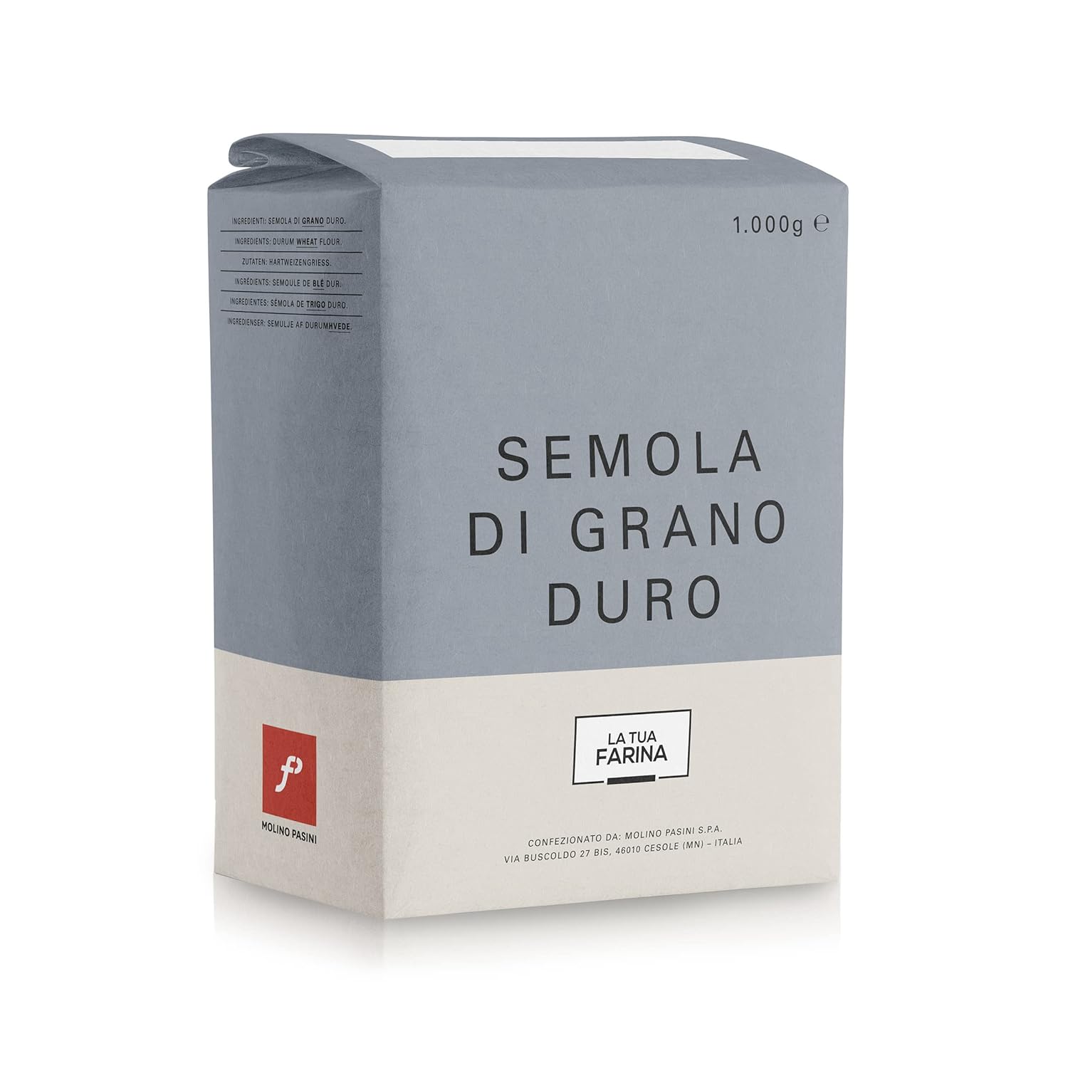 Molino Pasini Durum Semola Flour for Homemade Pasta, 1 Kg / 2.20 Lb