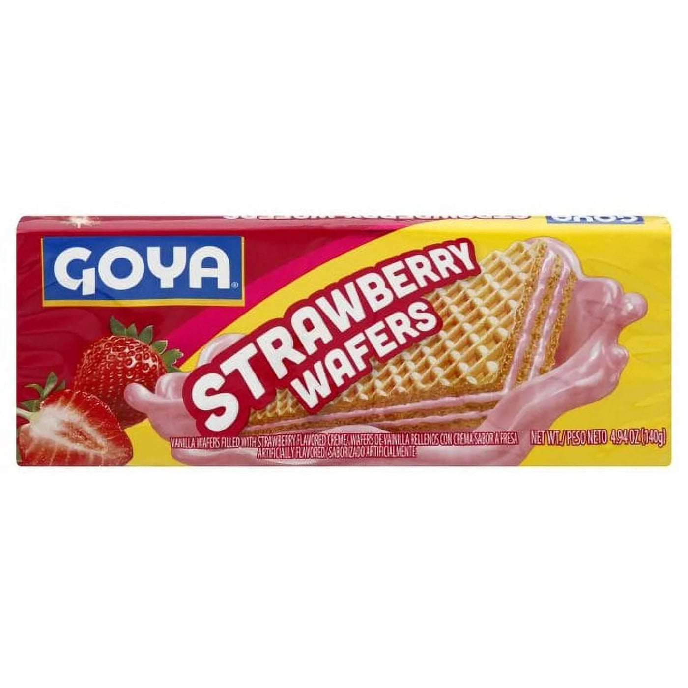 Strawberry Wafer Cookies by Goya, Light and Crisp Wafer Cookies, Sweet Snacks for School and Work, Lunch Box Treats, Baked Goods, 4.94 oz.
