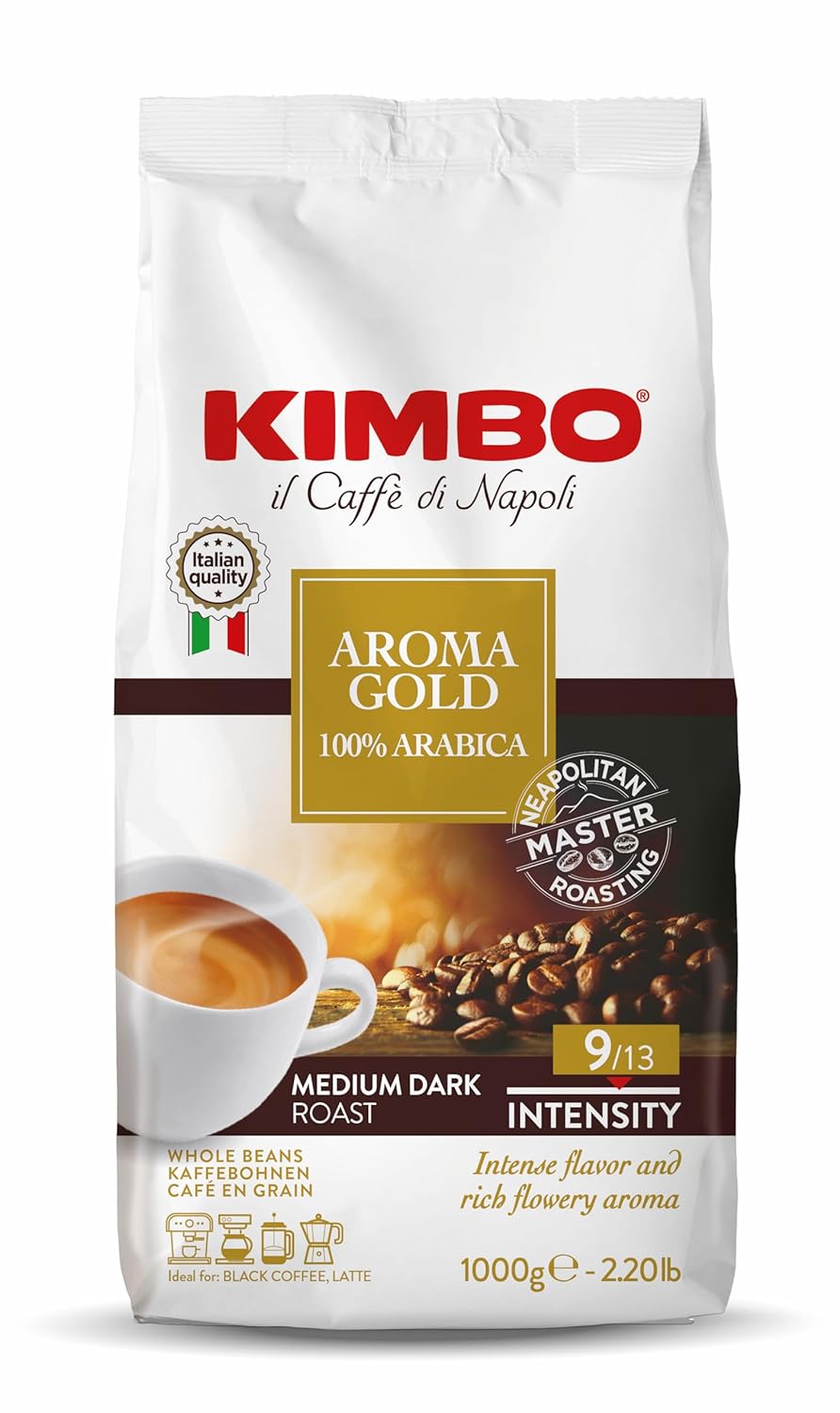 Kimbo Roasted Coffee Beans (Aroma Gold, 2.2 Pounds)