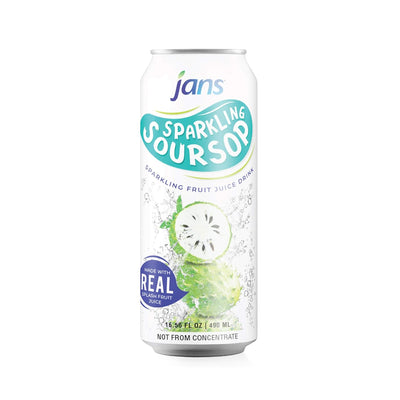 Jans Sparkling Soursop/Guanabana Juice, 16.57 fl oz | Ready-to-Go in a Can | Tropical Refreshment | Not From Concentrate | Made with Real Splash Fruit Juice (Pack of 1)