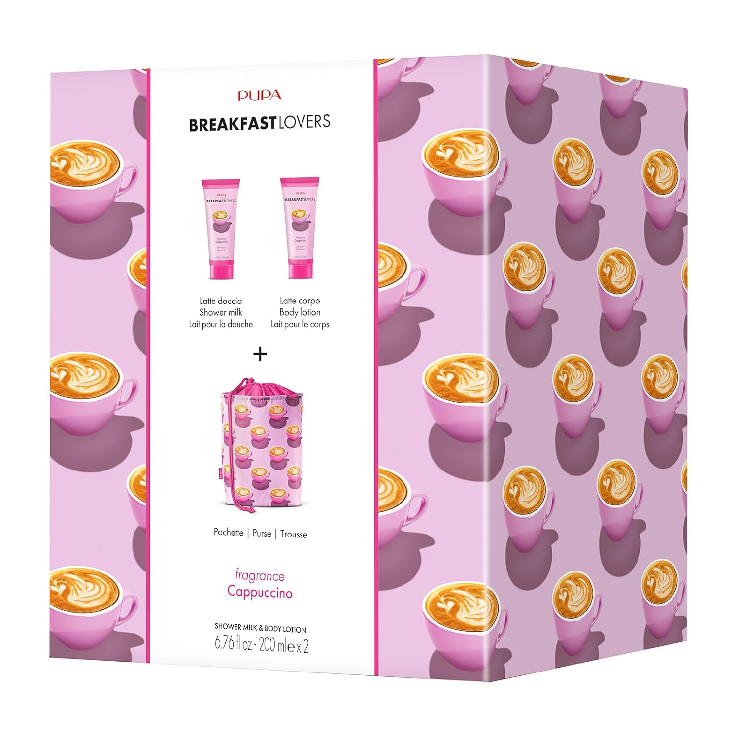 Pupa Milano Breakfast Lovers Set, Cappuccino, 3 Pc - Body Wash and Lotion - Moisturizing Body Lotion - Hydrating Body Wash - Skin Care Gift Set