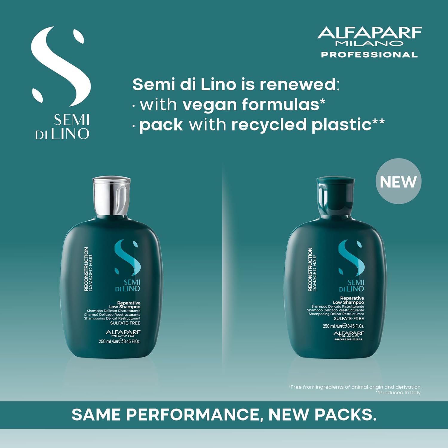 Alfaparf Milano Semi Di Lino Reconstruction Reparative Shampoo for Damaged Hair - Color Safe, Hydrating Shampoo for Dry Hair - Restores Fiber & Elasticity - Sulfate & Paraben Free - Vegan (8.45 oz)