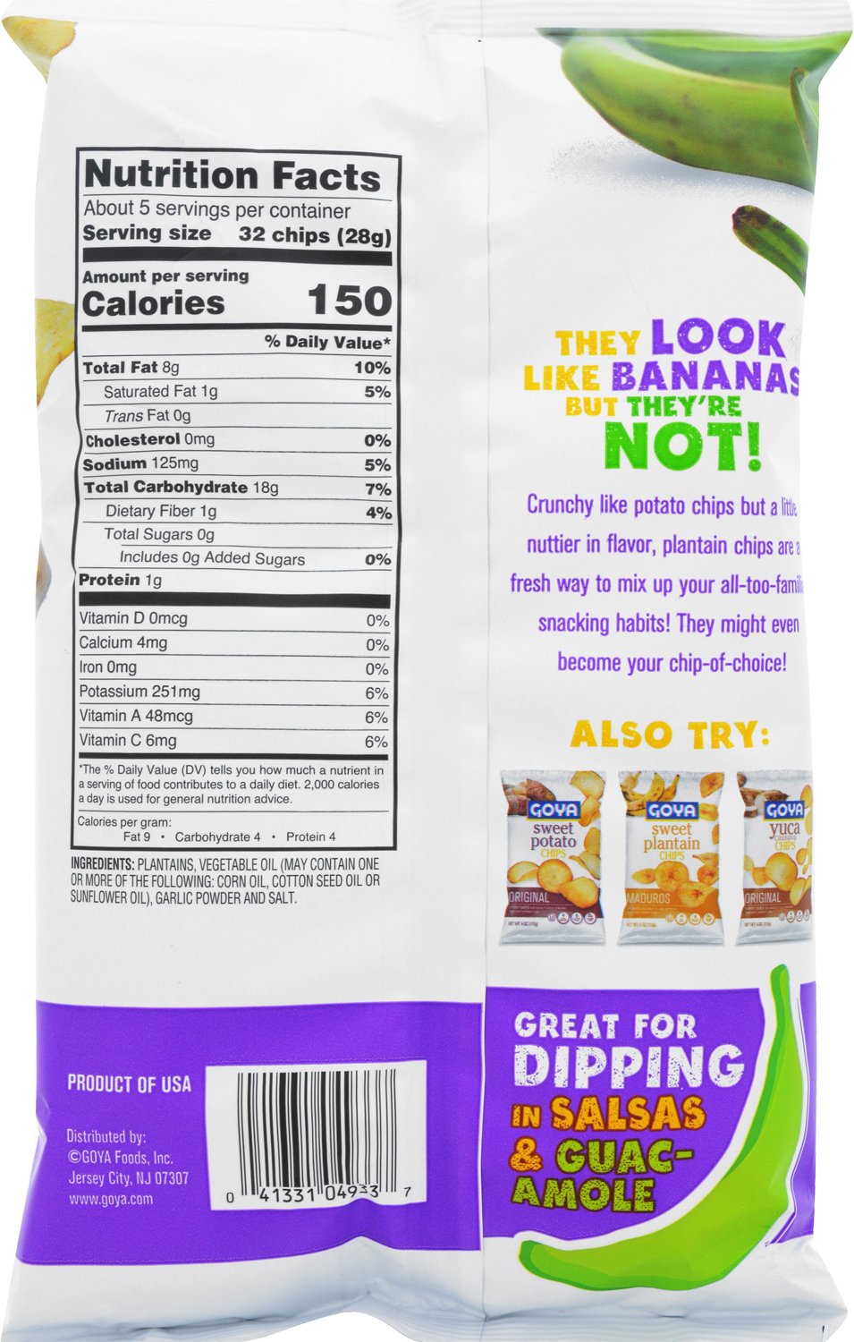 Goya Plantain Chips, Garlic, 5 Ounce