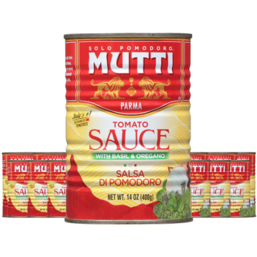 Mutti Tomato Sauce with Basil & Oregano (Salsa di Pomodoro), 14 oz. | 12 Pack | Italy’s #1 Brand of Tomatoes | Canned Tomatoes | Vegan Friendly & Gluten Free | No Additives or Preservatives