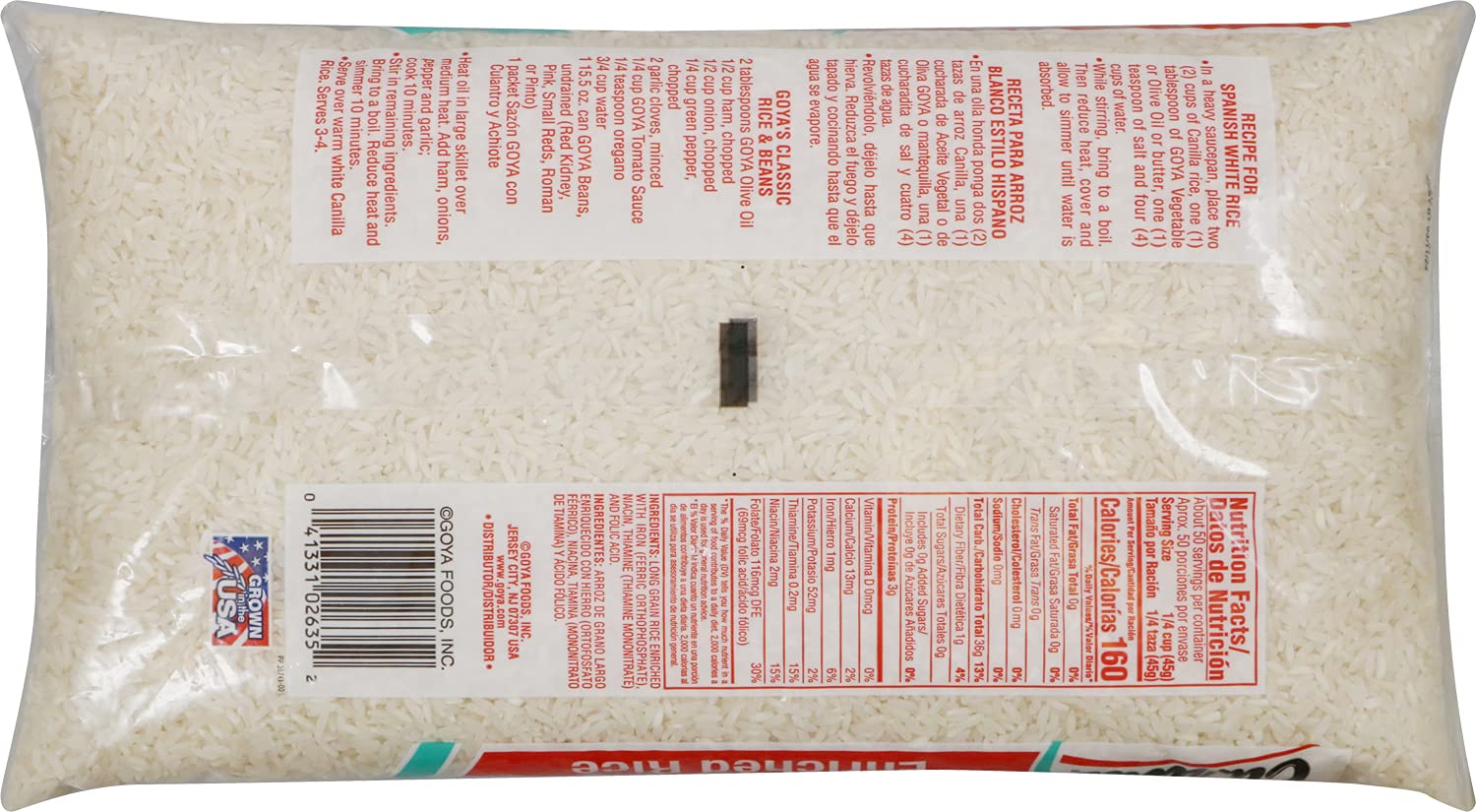 Goya Canilla Extra Long Grain White Rice, 5 Pound