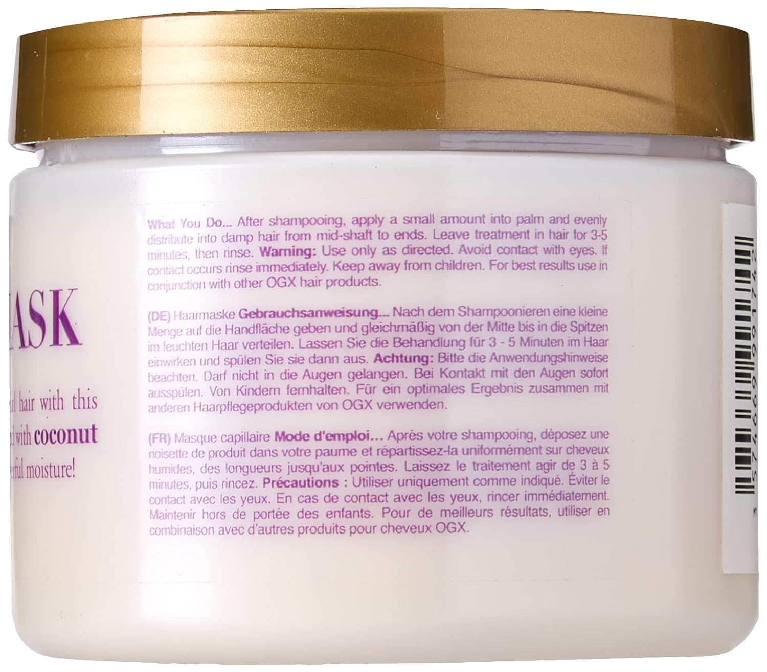 OGX Coconut Miracle Oil Hair Mask for Damaged Hair, Extra Strength, 168 g