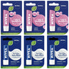 Nivea Lip Balm Lip Moisturizer, Long Lasting Moisturizer, Made with Natural Oils, Soft Rose and Original Moisture, 3 of Each Total 6 Count