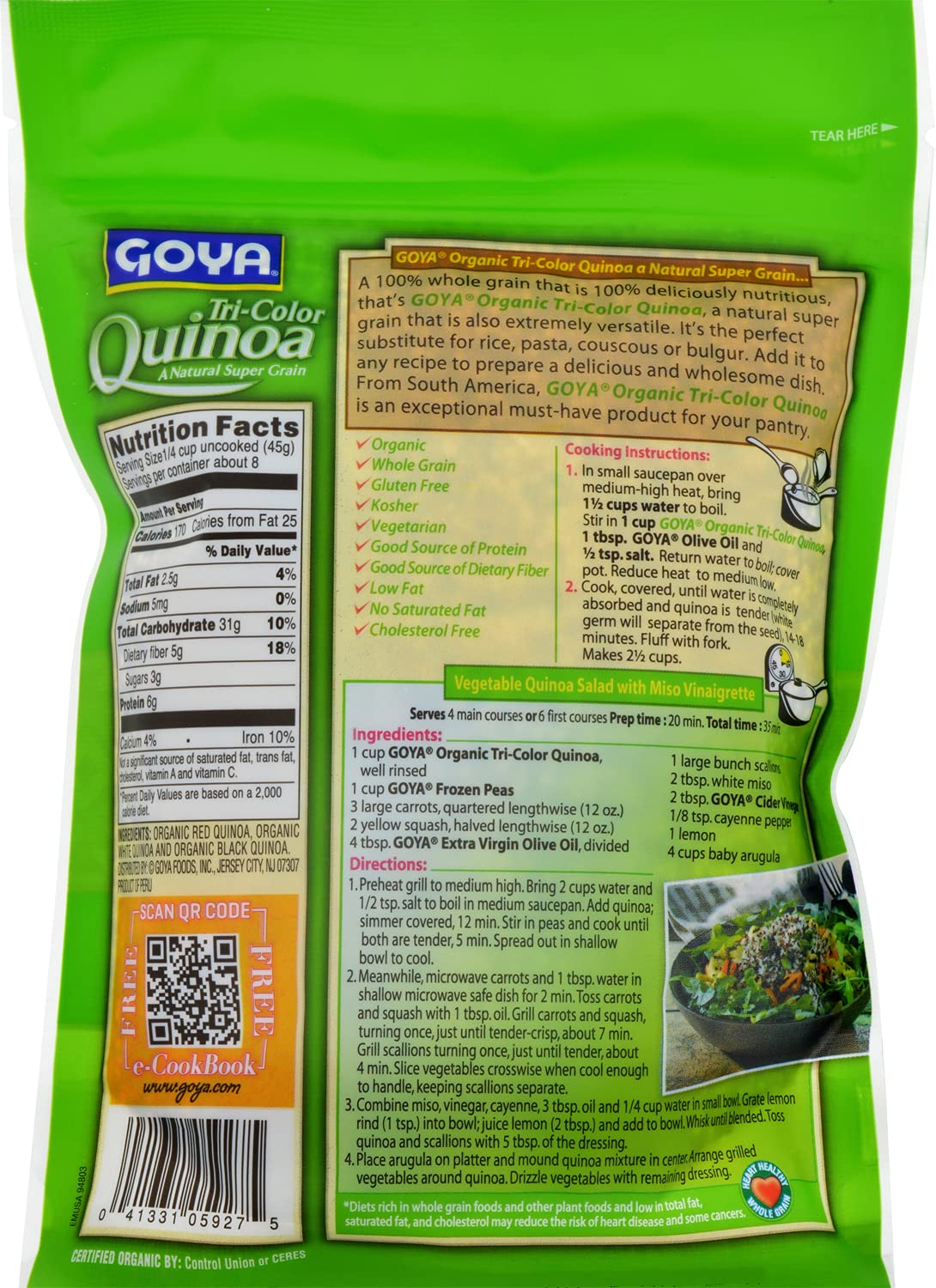 Goya Foods Organic Tricolor Quinoa, 12 Ounce