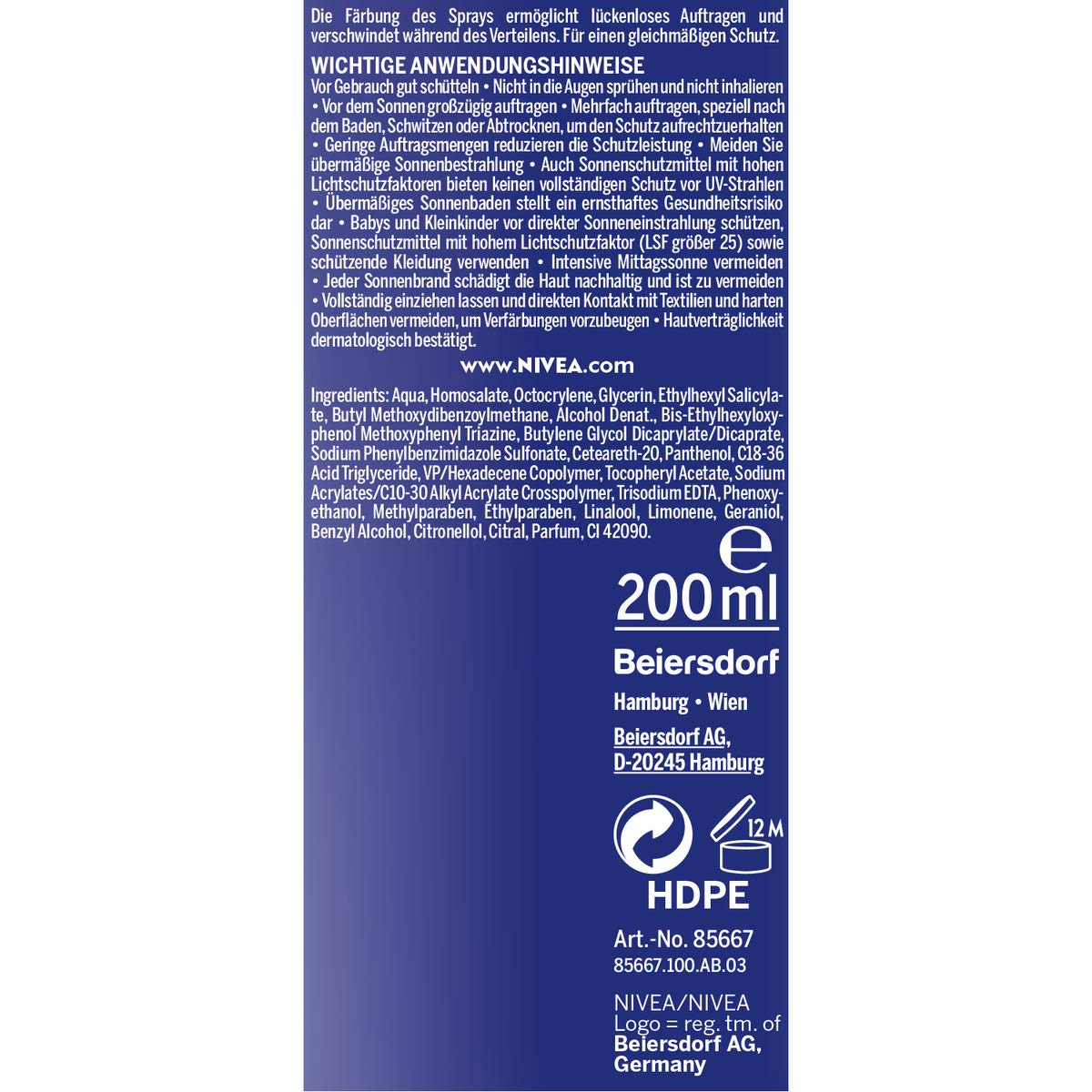 Nivea Sun Sun Spray for Children, SPF 50+, 200 ml Spray Bottle, Kids Protection & Care