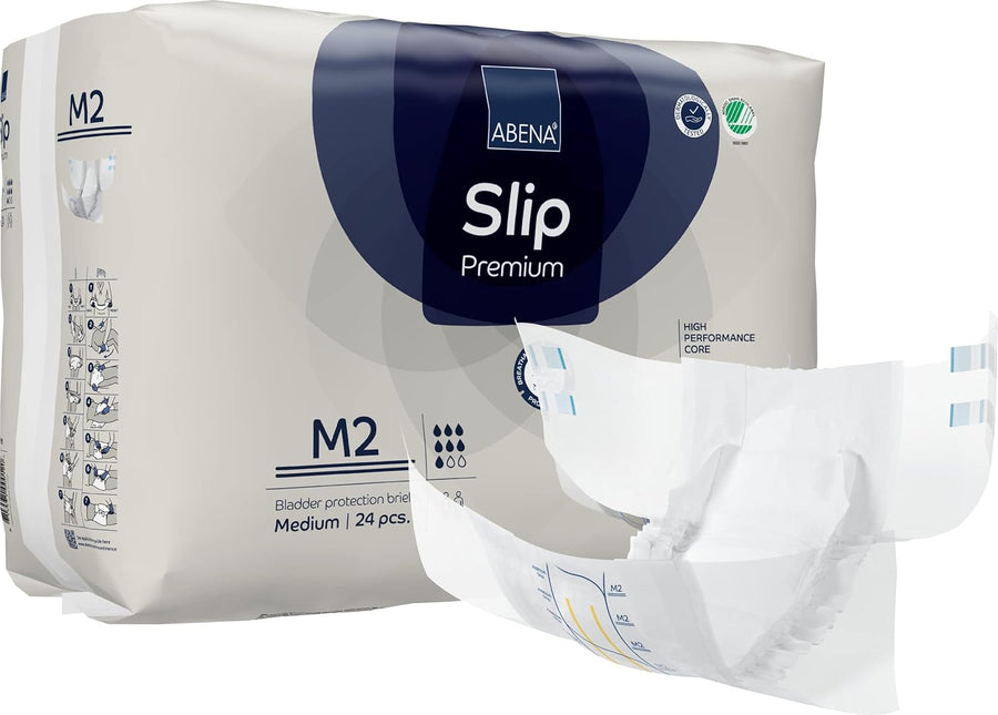 Abena Slip Premium Incontinence Briefs, Level 2, (Extra Small to Extra Large Sizes), Medium, 24 Count