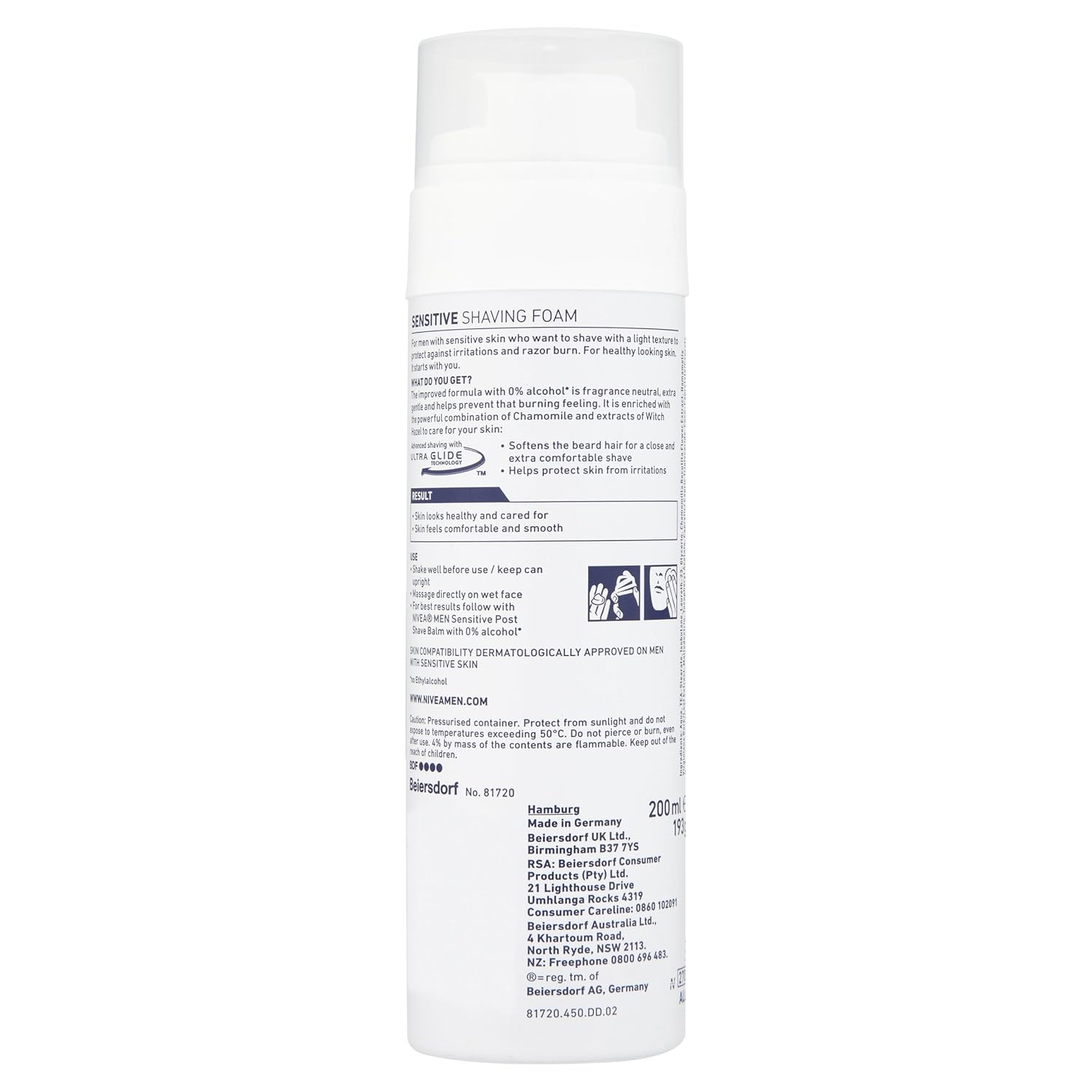 Nivea 200ml For Men Sensitive Shaving Foam