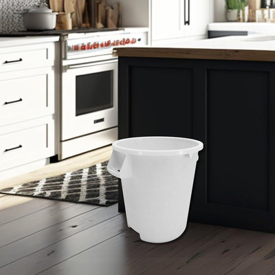 SPARTA Bronco Waste Container Trash Container, Round Trash Bin for Disposal, 10 Gallons, White