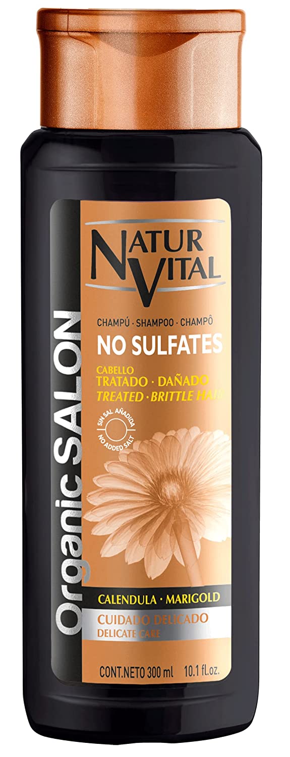 Natur Vital Organic Salon Damaged/Delicate Hair Shampoo with Marigold - No Sulfates -300ml / 10.1 fl.oz.