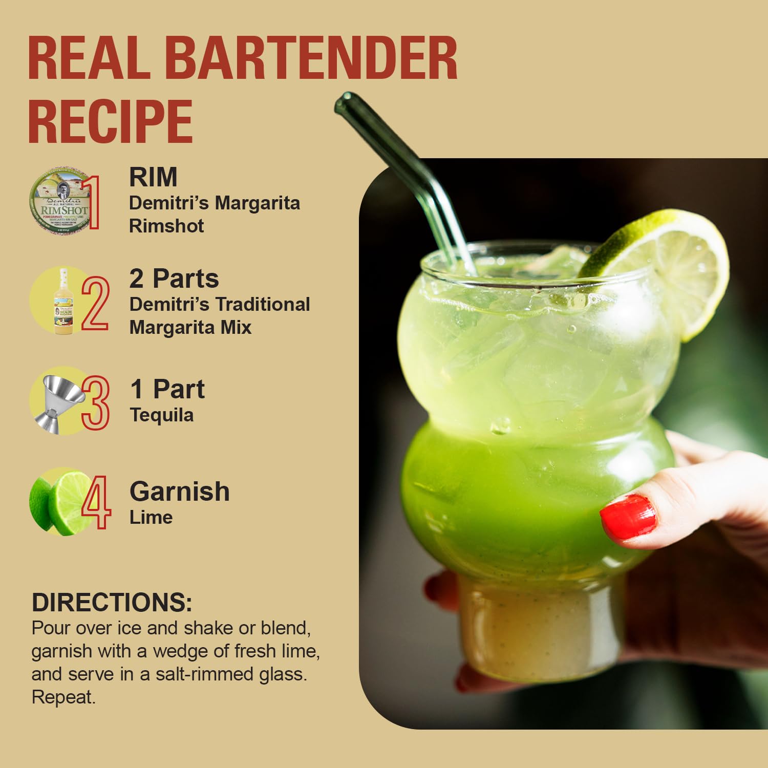 Demitri's Margarita Mix - Concentrated Drink Mixer - No Preservatives, Gluten, Or High Fructose Corn Syrup - Perfect for Home Brunch Parties & Cocktails - 32oz Bottle (Pack of 1)