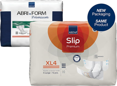 Abena Slip Premium Incontinence Briefs, Level 4, (Small to Extra Large Sizes), Extra Large, 12 Count