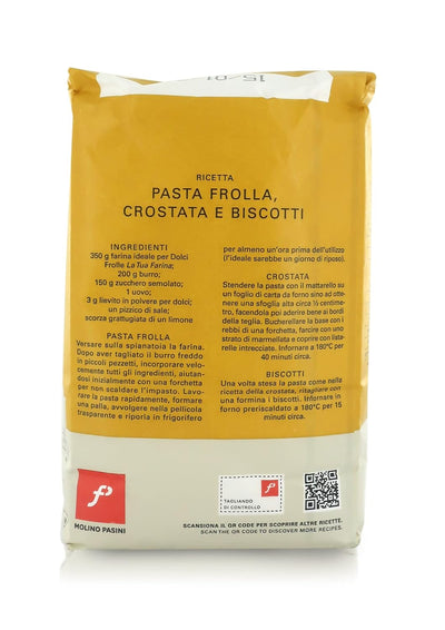 Molino Pasini Soft Wheat Flour Type "00", Ideal for Cakes, Tarts and Pastries, 1 Kg / 2.20 Lb