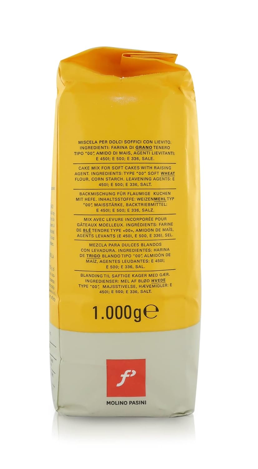 Molino Pasini Soft Wheat Flour Type "00" with Yeast, Ideal for Soft Cakes, Wheat from EU, 1 Kg / 2.20 Lb