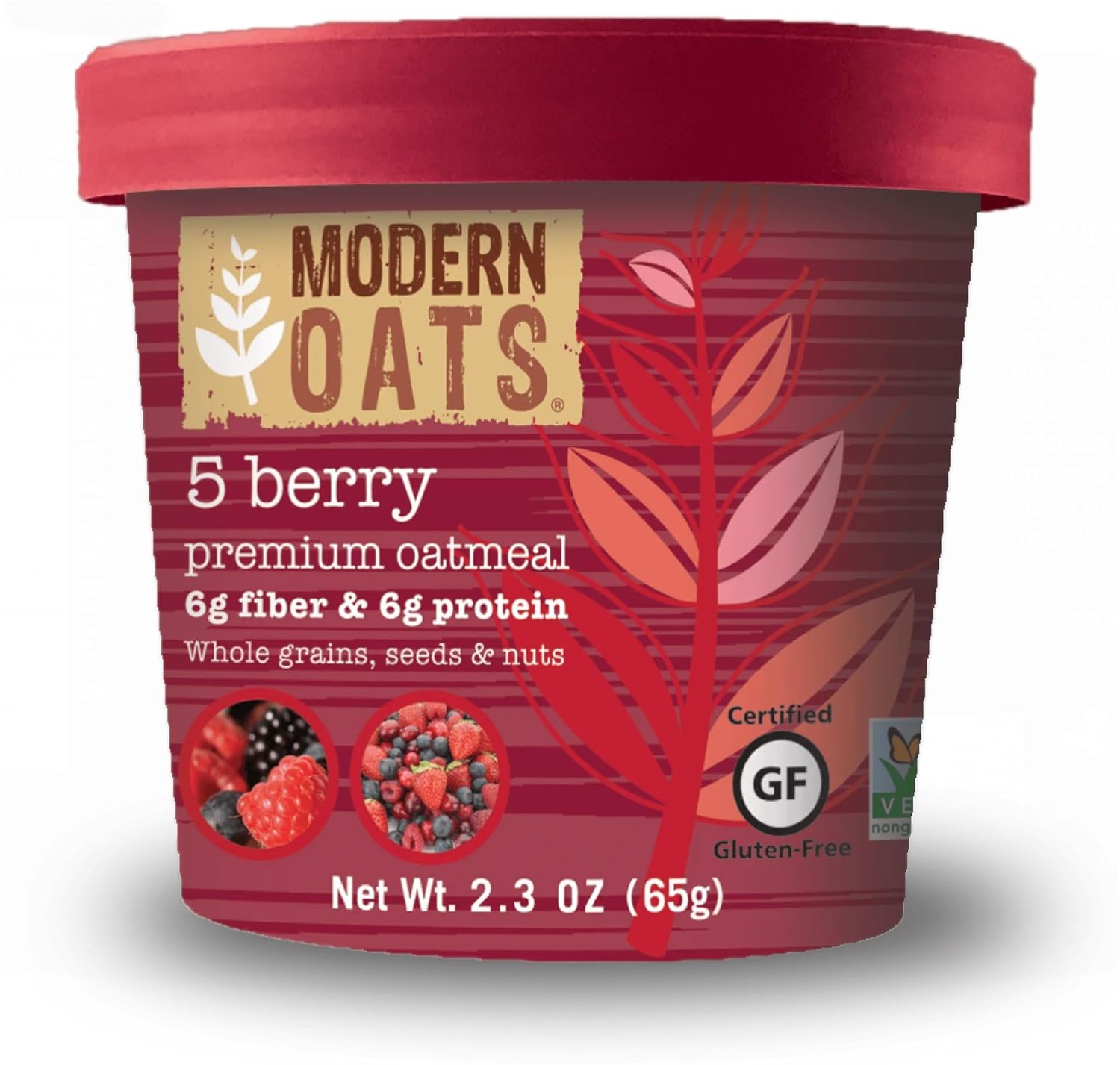 Modern Oats All Natural Oatmeal Cups, 5 Berry, 2.3 Ounce Cup