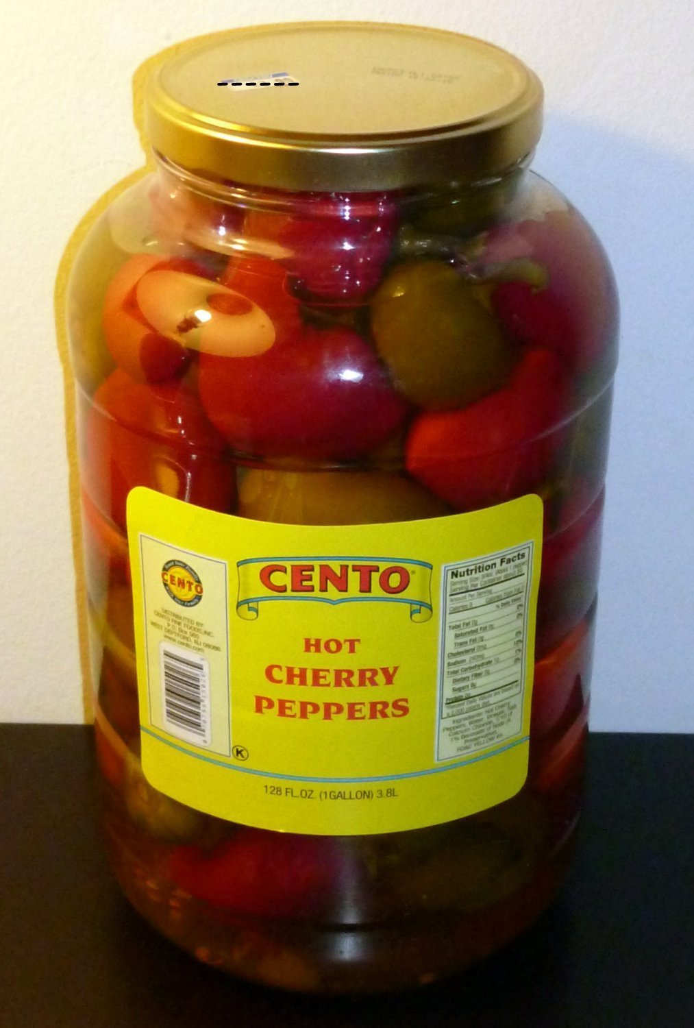 Cento Premium Whole Hot Cherry Peppers, LARGE 1 Gallon