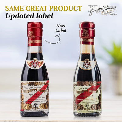 Giusti Giuseppe Modena Balsamic Vinegar, 5 Gold Medals "Banda Rossa" Champagnottina In a Gift Box, from Modena Italy, 3.38 fl oz (100ml)