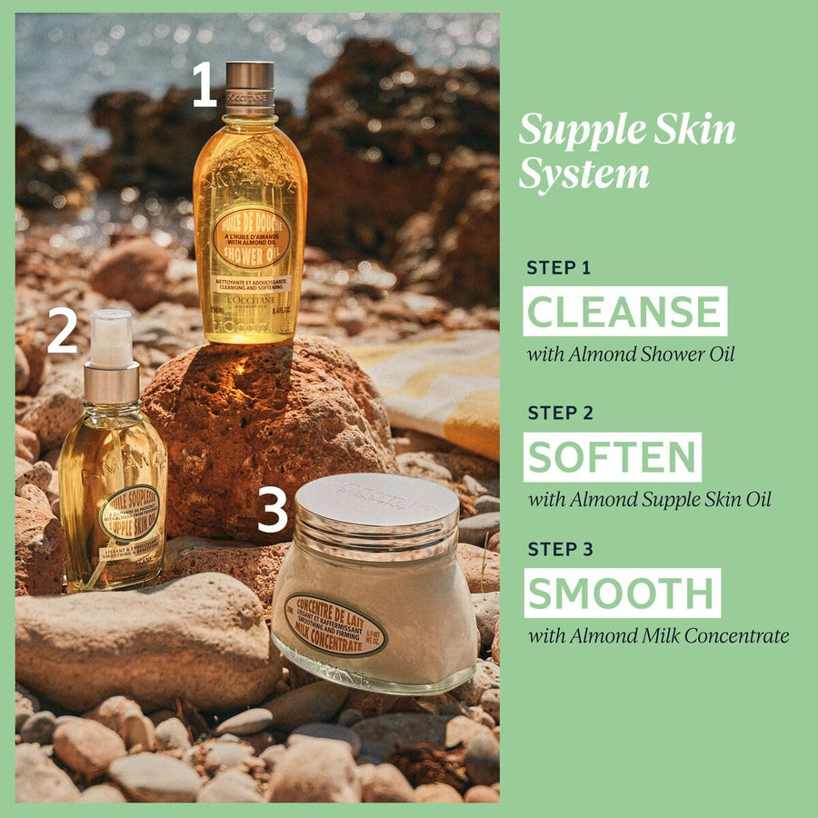 L'OCCITANE Cleansing & Softening Almond Shower Oil: Oil-to-Milky Lather, Softer Skin, Smooth Skin, Cleanse Without Drying, With Almond Oil, Best- Seller, 8.4 Oz