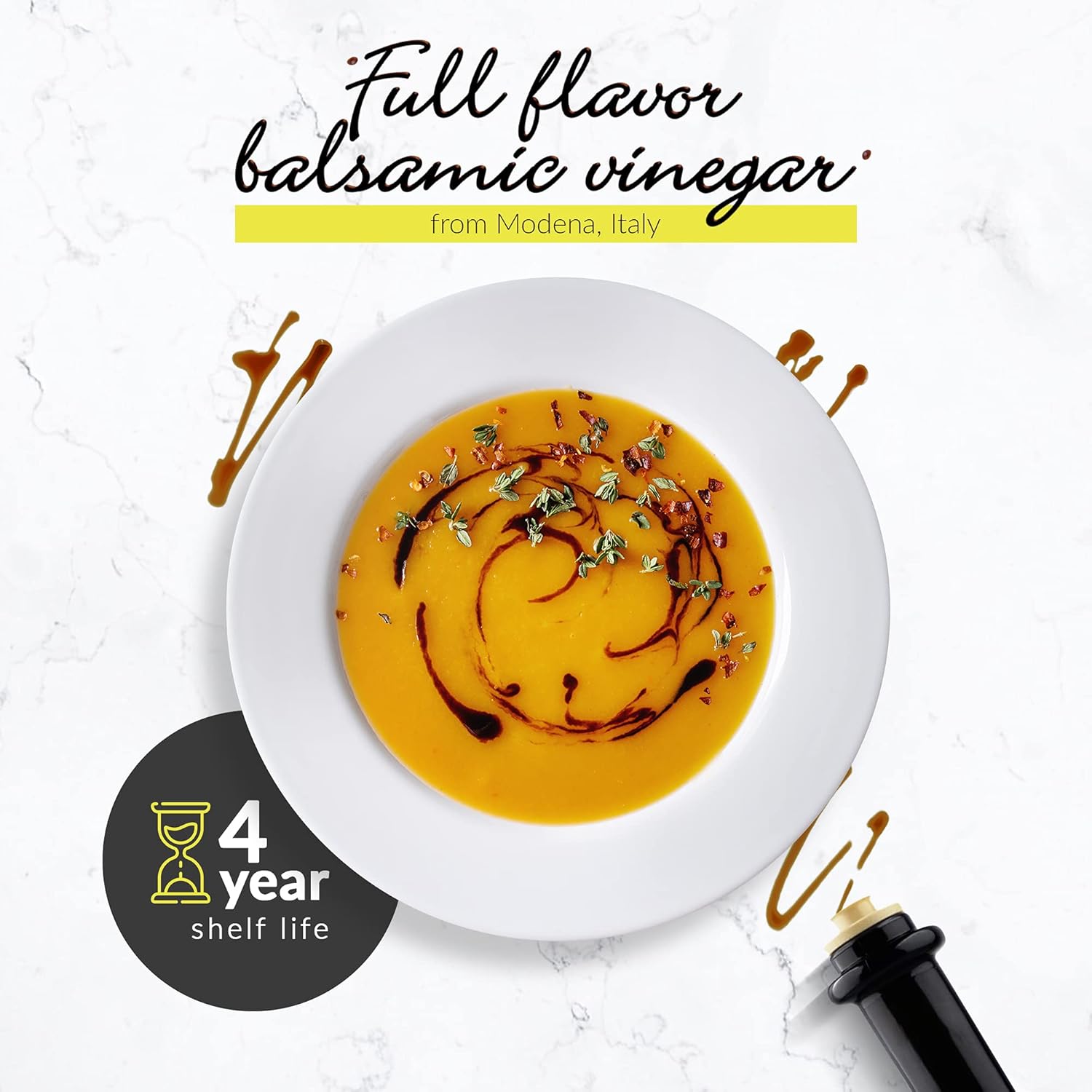 Louianna - Organic Balsamic Vinegar of Modena, High Polyphenol Balsamic Vinegar Dressing, Aged Red Wine Vinegar Made of Trebbiano Grapes, 250 mL