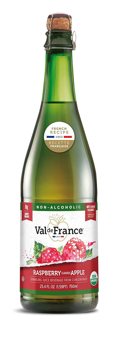 Val de France, Non-Alcoholic, Reduced Calorie, Organic and OU Kosher Sparkling Juice (Raspberry), 25.4 Fl Oz (1 bottle)